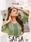 Rung Sasya Heavy Slub Latest Fancy Designer Casual Wear  Lining With heavy Hand Work Rayon With Embroidery Work Western Kurti With Bottom Collection